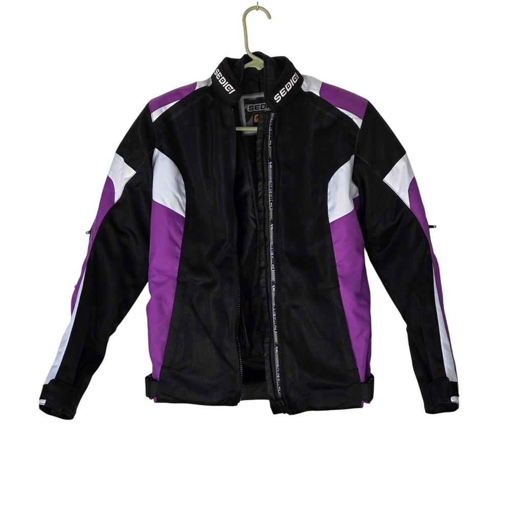 Sedici Federico Mesh Motorcycle Jacket Womens WSM Purple Black White Padded